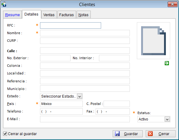 Catálogo de clientes - Detalles - GNcys Factura Electrónica (CFDI)