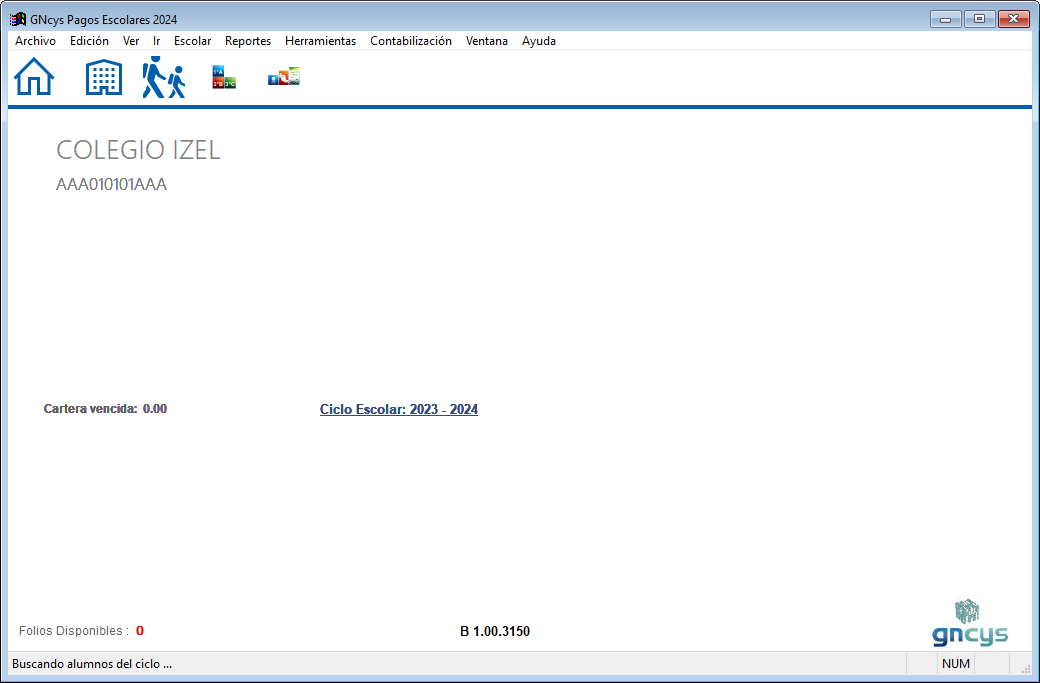 Pantalla Principal - GNcys Pagos Escolares