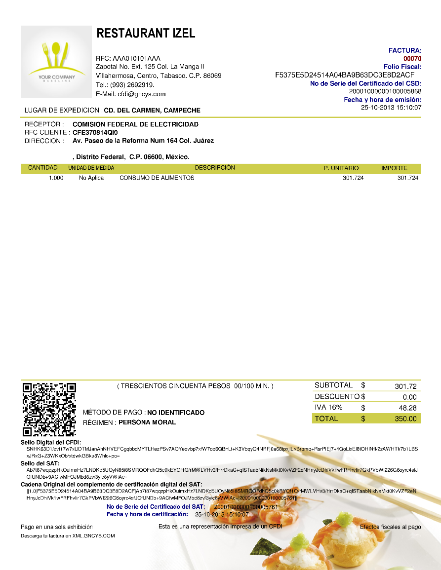 Formato - Factura Electrónica - CFDI (Anexo 20 Versión 3.2)