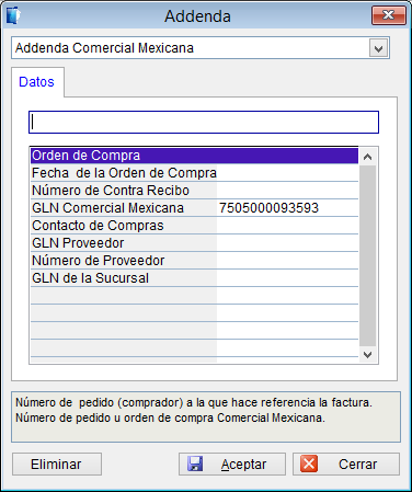 Addenda Comercial Mexicana